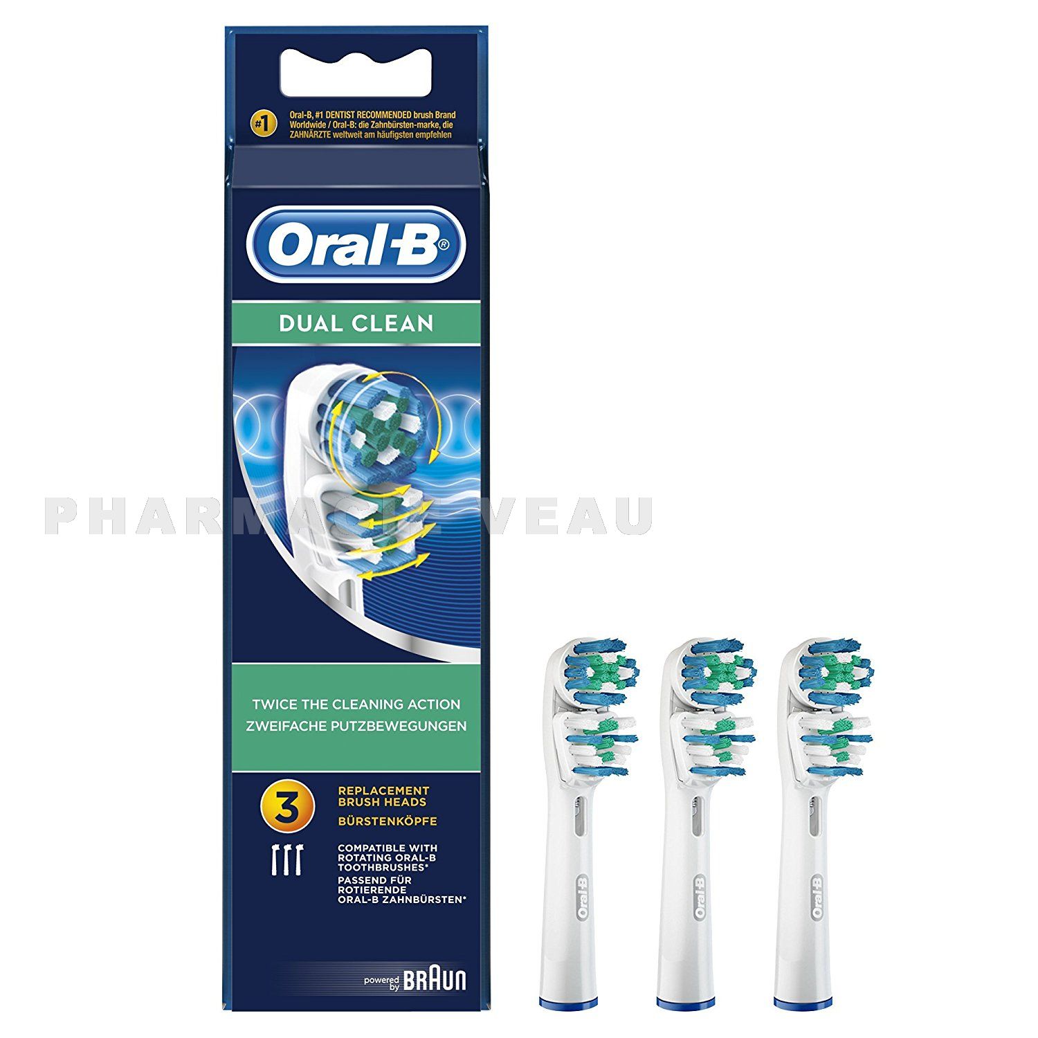 ORAL B DUAL CLEAN 3 Brossettes De Rechange - Pharmacie VEAU (France)