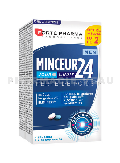 MINCEUR 24 MEN : Jour-Nuit Perte de poids (lot 2 boites x28 cp) - PROMO  [Pharmacie Veau en ligne]