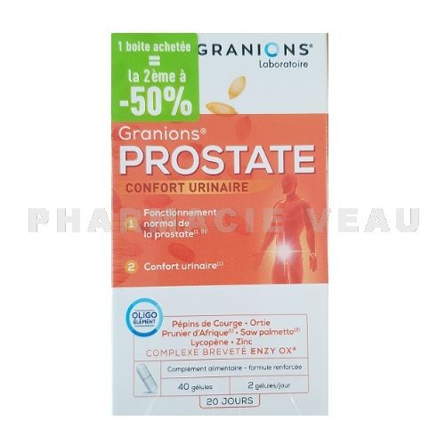 GRANIONS Prostate Confort Urinaire (lot De 2x40 Gélules) Pharmacie VEAU