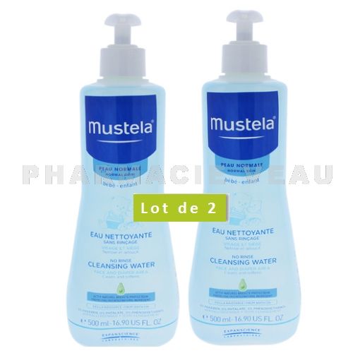 Mustela Eau Nettoyante Bebe Sans Rincage Lot 2 X 500ml Peaux Normales