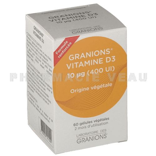 Elektrisch Zij zijn Waakzaamheid GRANIONS Vitamine D3 (60 gélules) Pharmacie Veau en ligne France