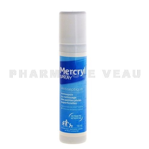 MERCRYL Spray Antispetique Désinfectant Petites Plaies (50ml) Pharmacie Veau