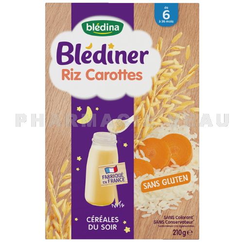 Blédina Blédîner, Céréales bébé Lactées, Carottes, Dès 6 Mois, 250