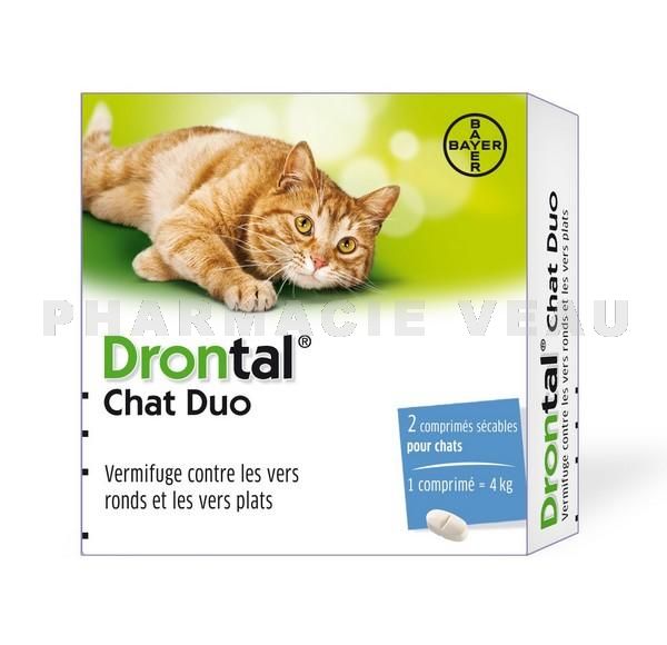 Drontal Chat Vermifuge Vers ronds et plats (2comprimés) Pharmacie Veau