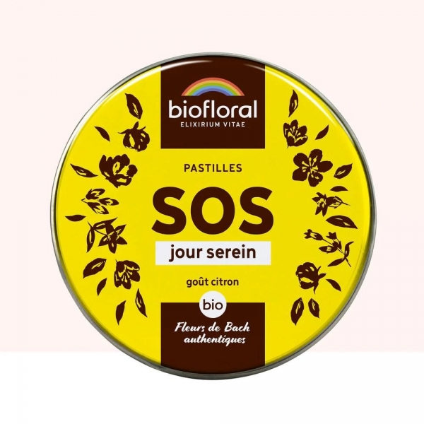 BIOFLORAL SOS Jour Serein - 165 Pastilles goût Citron - Fleurs de Bach Bio