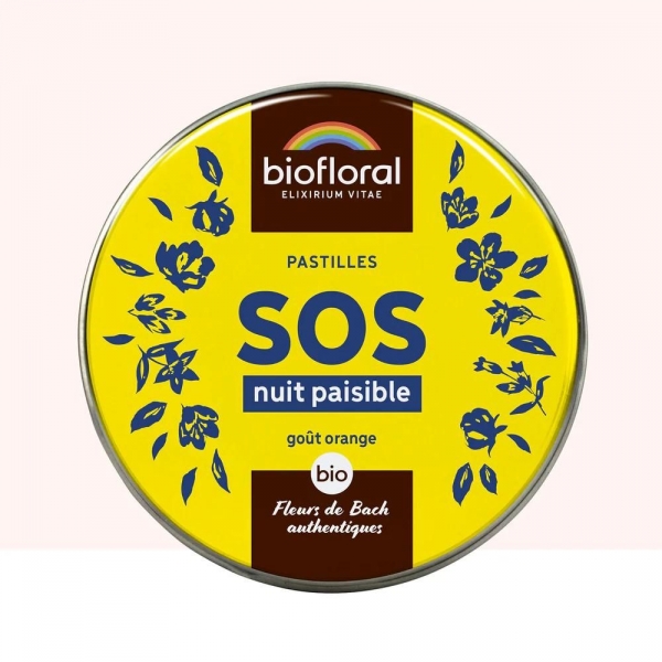 BIOFLORAL SOS Nuit Paisible - 165 Pastilles goût Orange - Fleurs de Bach Bio
