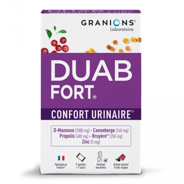 DUAB FORT Confort urinaire Cystite 7 sachets / 7 jours Propolis, Cranberry et Zinc