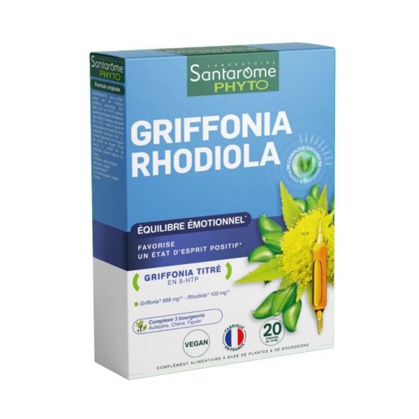 SANTAROME BIO - Griffonia Rhodiola - 20 Ampoules