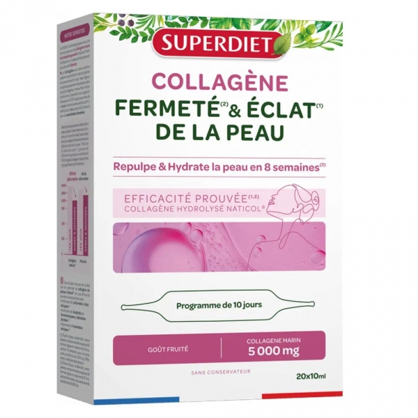 SUPERDIET - Collagène Fermeté & Eclat de la Peau - Goût Fruité - 20x10ml