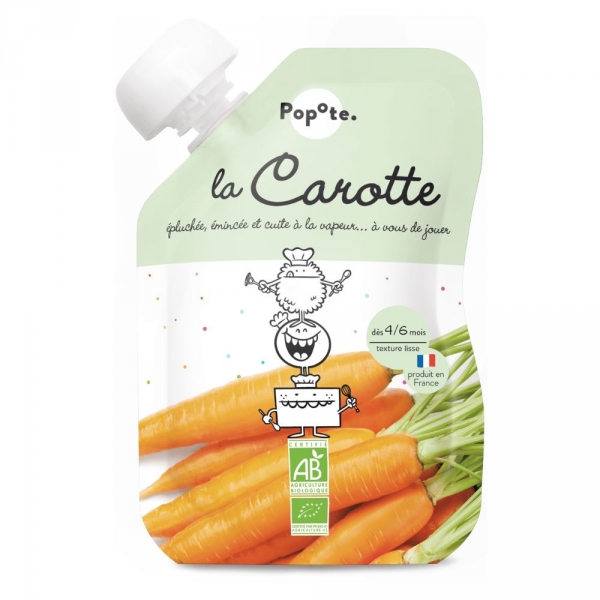 Popote Bébé - Purée de Carottes 100% Bio - Gourde de 120g
