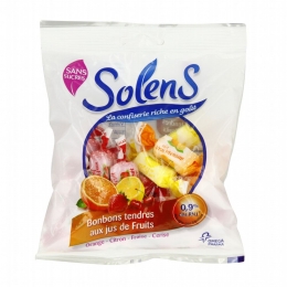 SOLENS - Bonbons tendres aux jus de Fruits Sans Sucre - 100g