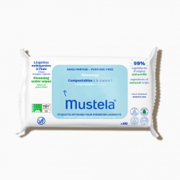 MUSTELA Lingettes de Coton Bio à l'Eau 60 lingettes