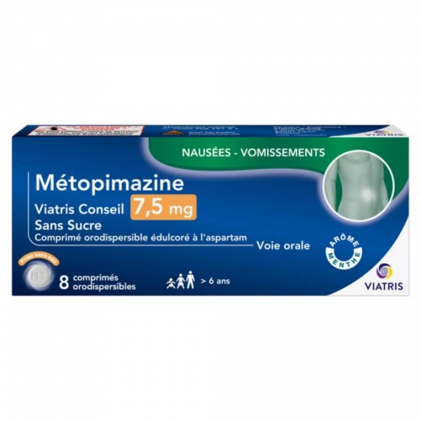 Viatris - Metopimazine 7,5mg - 8 Comprimés Orodispersibles Sans Sucre