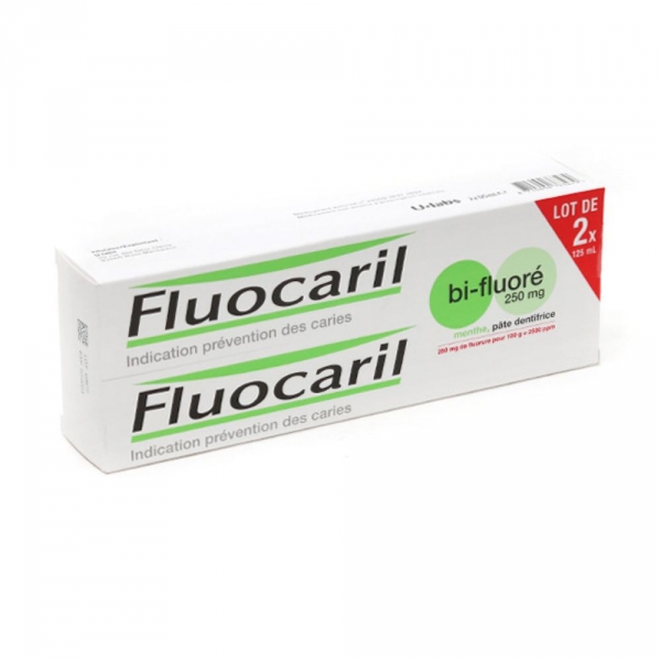 FLUOCARIL Bi-fluoré 250 mg Pâte Dentifrice Menthe LOT 2 tubes 75 ml