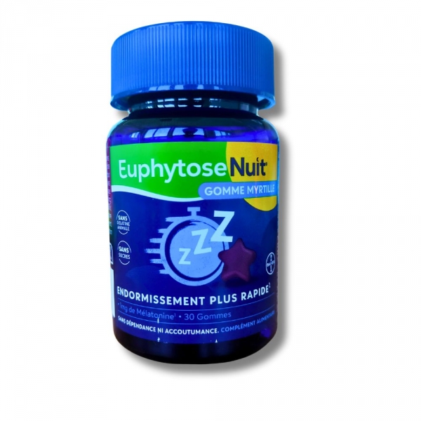 EUPHYTOSE NUIT 1mg de Mélatonine - 30 Gommes Myrtille