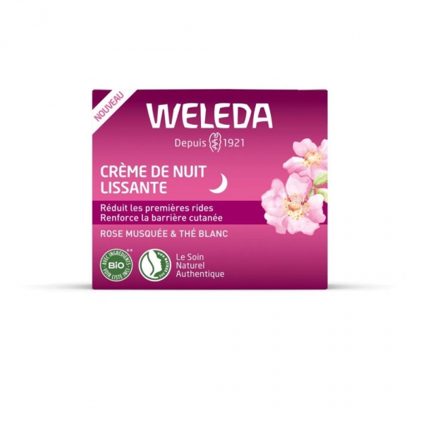 WELEDA Crème de nuit lissante premières rides Rose Musquée & Thé Blanc (40ml)