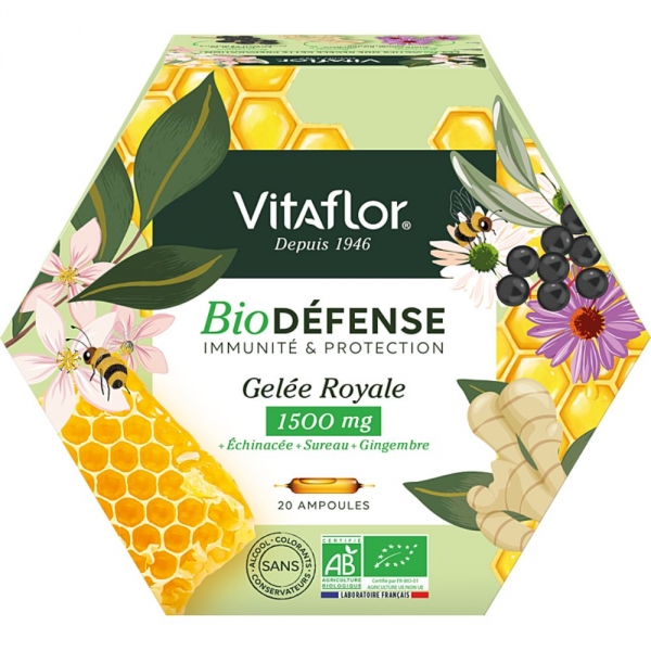 Vitaflor Défense+ Gelée Royale 1500mg Bio 20 ampoules