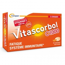 VITASCORBOL C1000 Fatigue et Système Immunitaire - 2x20 comprimés à croquer