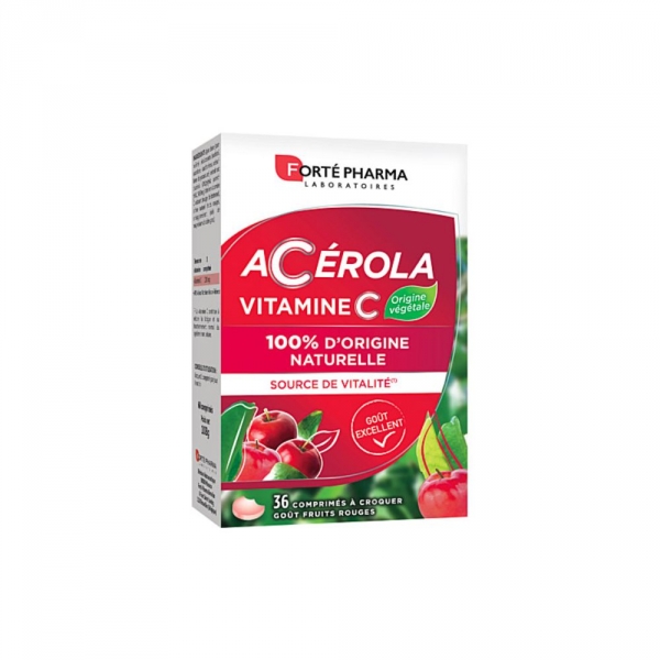 Forté Pharma - Acérola Vitamine C - Goût Fruits Rouges - 36 comprimés à croquer