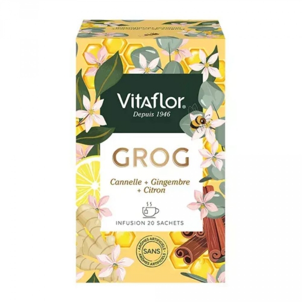 Vitaflor Grog Infusion Cannelle, Gingembre & Citron - 20 sachets