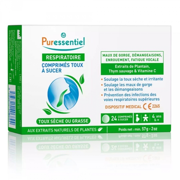 Puressentiel Respiratoire - 24 Comprimés pour la Toux à Sucer