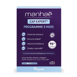 MANHAE - Cap Expert Gélules Chute de Cheveux Force et Vitalité - 120 Gélules