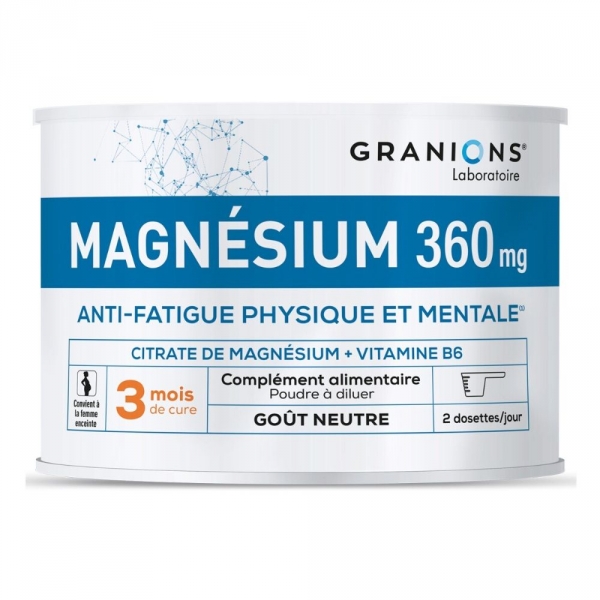 GRANIONS - Citrate de Magnésium 360mg & Vitamine B6 - Poudre 210g