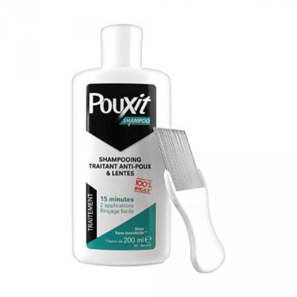 POUXIT Shampooing Traitement Anti-Poux et Lentes 200 ml + Peigne