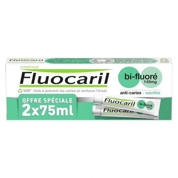 FLUOCARIL -  Dentifrice Bi-fluoré 145 mg Menthe - 2x75ml