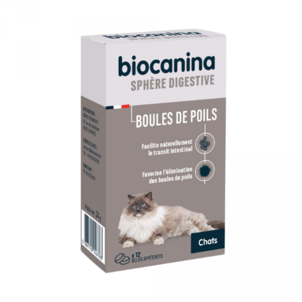 BIOCANINA - Sphère Digestive Boule de Poils Chat - 12 jellies