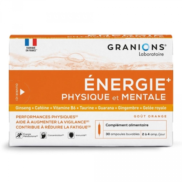 GRANIONS - Énergie+ Physique & Mentale - 30 Ampoules