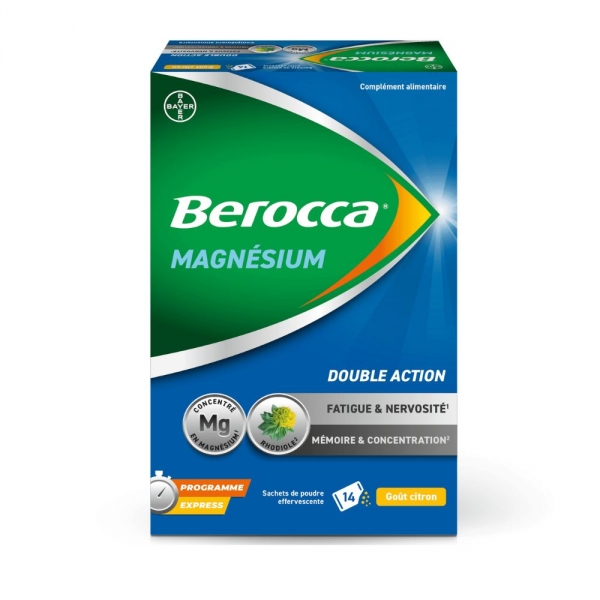 BEROCCA - Magnésium Double Action - 14 sachets