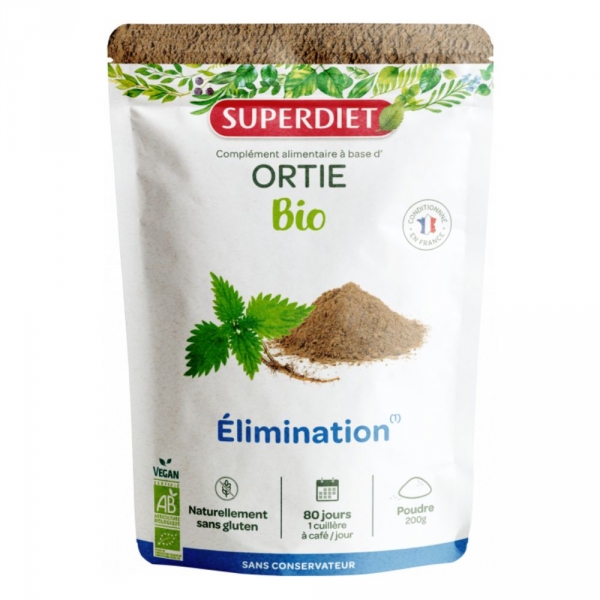 SUPERDIET - Ortie Bio - Élimination - 200g de poudre