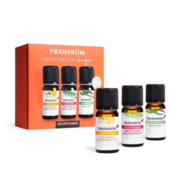 DIFFUSABLES - Pranarom Coffret Diffusion Énergie Bio - 3 x 30ml