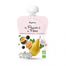 Popote Bébé - Compote Prunes & Poires 100% Bio - Gourde de 120g