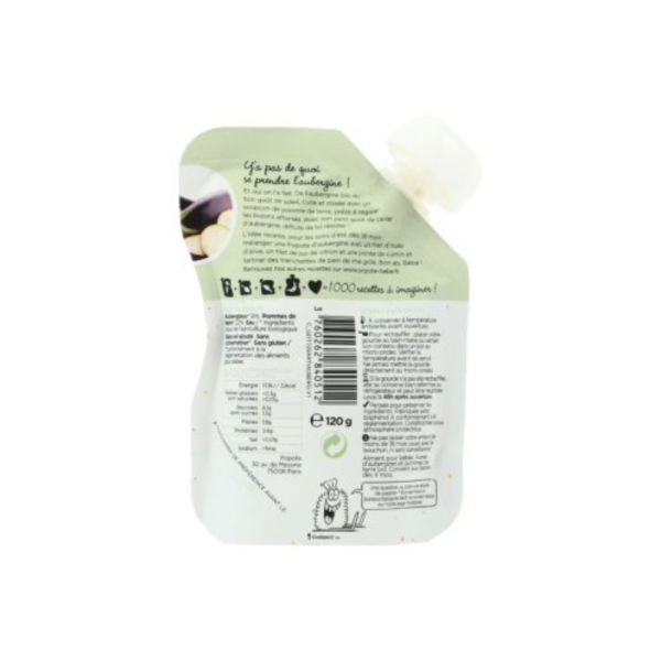 Popote Bébé - Purée d'aubergine 100% Bio - Gourde de 120g